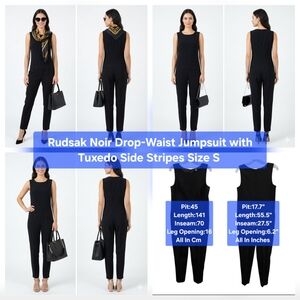 Rudsak Noir Drop-Waist Jumpsuit with Tuxedo Side Stripes Size S